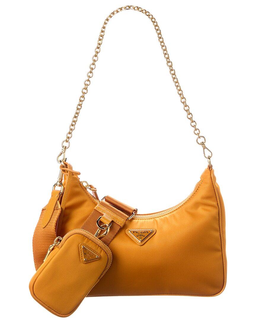 Mini Bag Prada Nylon Bag With Gold Chain Re Edition 2005 Orange