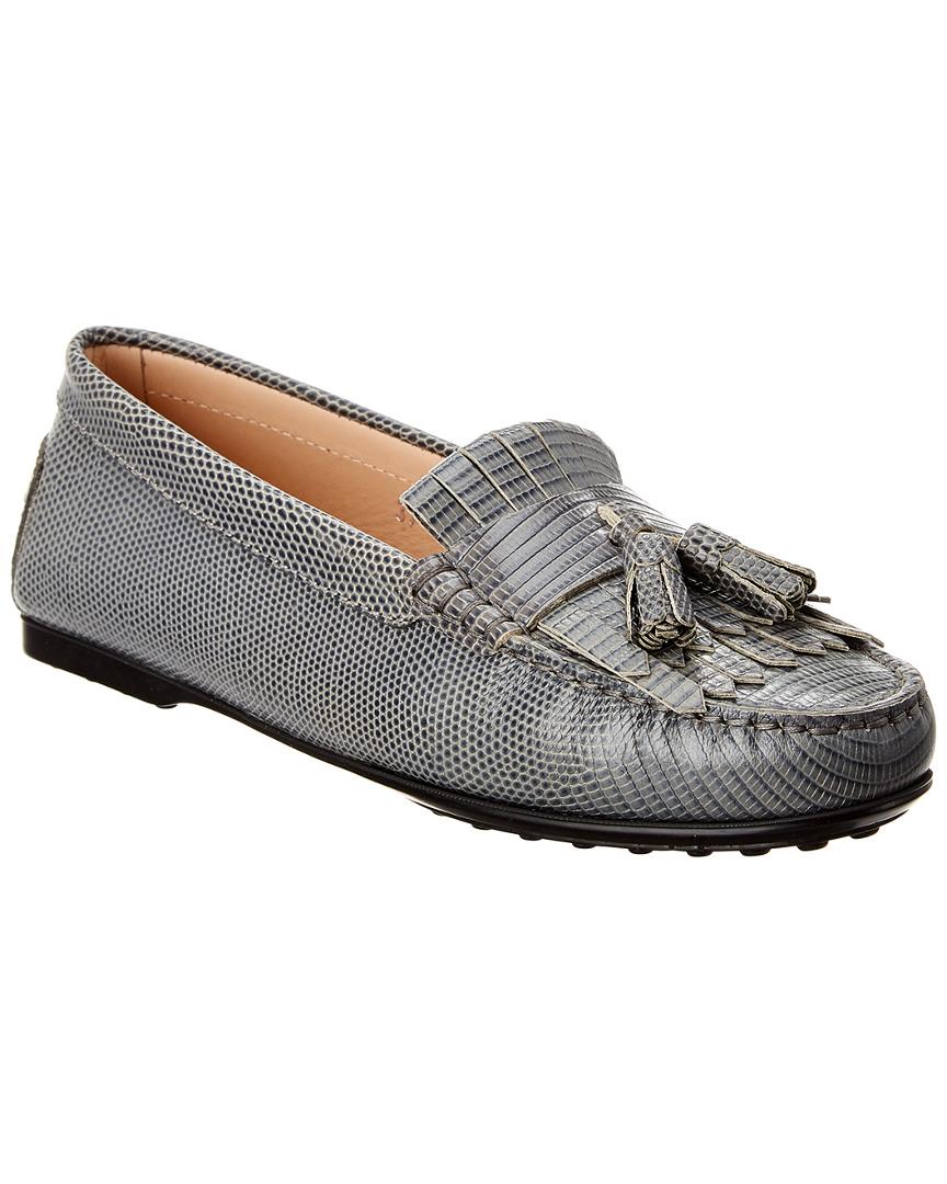 Tod's Fringe Tassel Leather Loafer in Grey (Gray) Save 15 Lyst