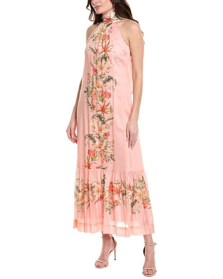 Taylor Halter Linen-Blend Midi Dress in Pink | Lyst Taylor Halter Linen-Blend Midi Dress in Pink | Lyst