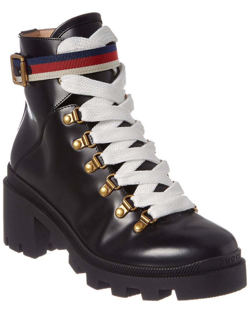 gucci leather combat boots