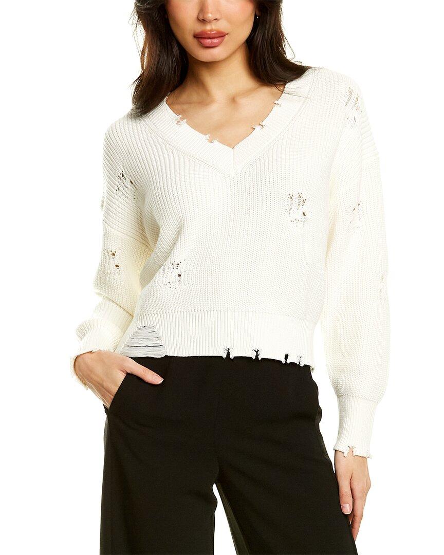 525 America Distressed V neck Sweater in White Lyst