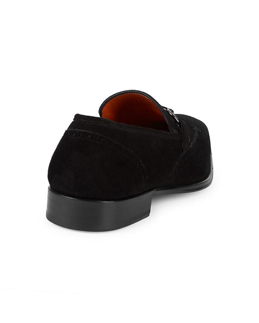 Mezlan Leather Suede Wingtip Buckle Loafers in Black for Men Lyst