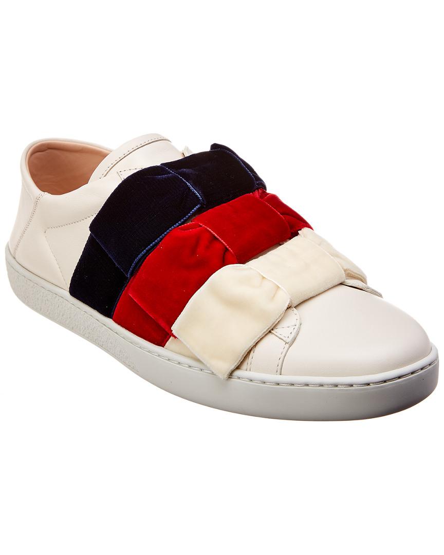 gucci velvet bow sneakers
