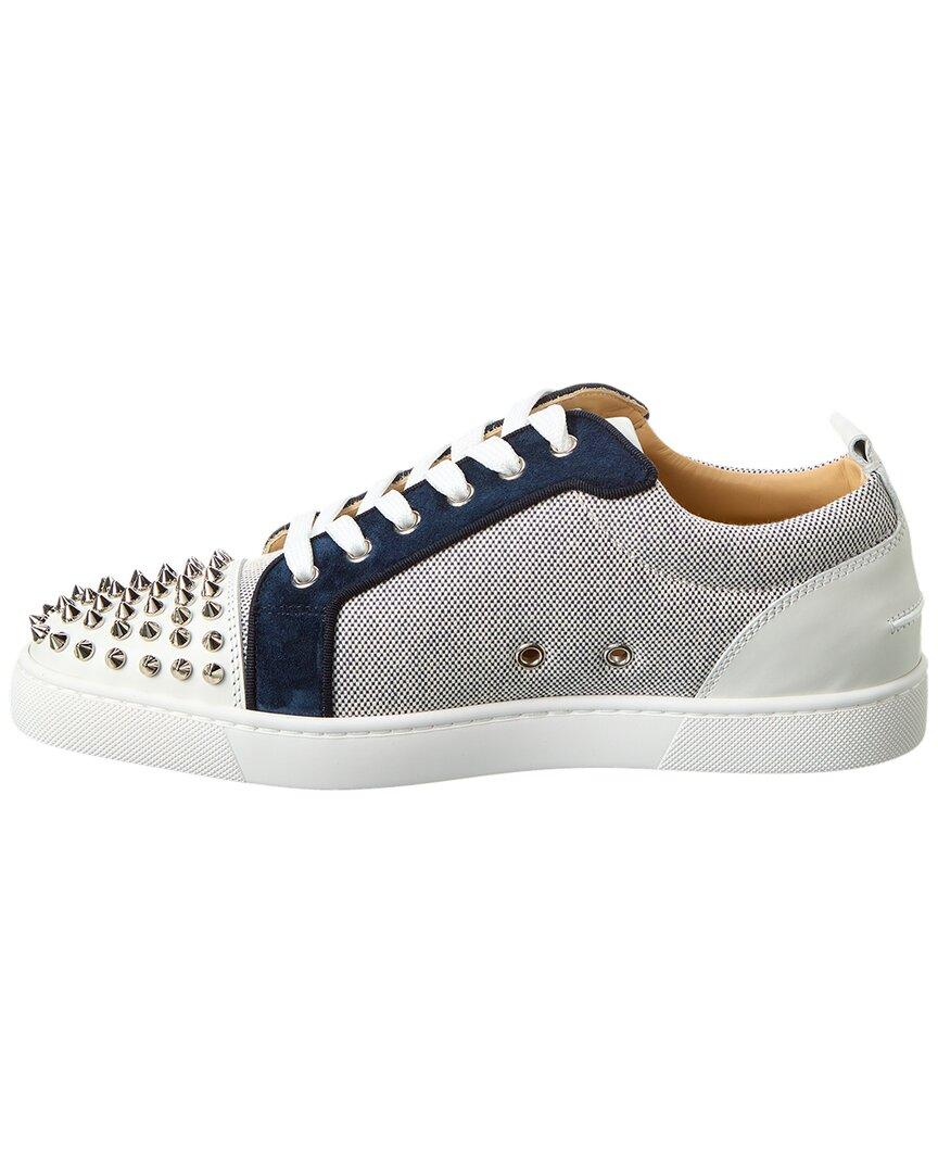 Christian Louboutin Louis Junior Spikes Rubber-Trimmed Mesh and Suede Sneakers - Men - White Suede Shoes - EU 40