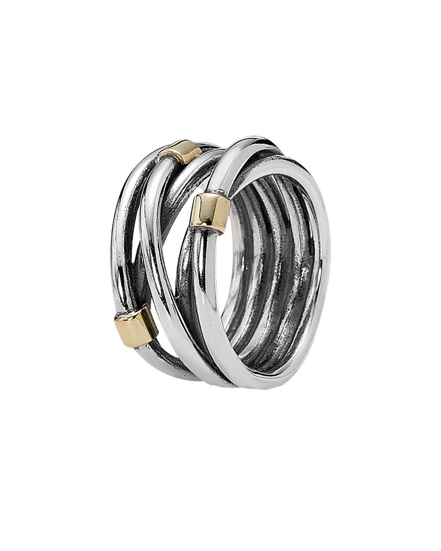 PANDORA 14k Yellow Gold And Silver Rope Ring in Metallic | Lyst