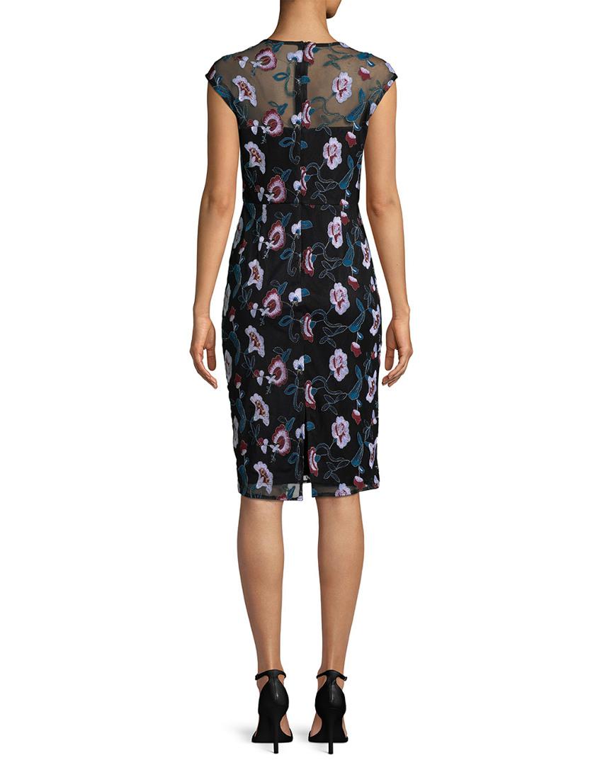 Donna Ricco Floral Embroidered Sheath Dress in Black - Lyst