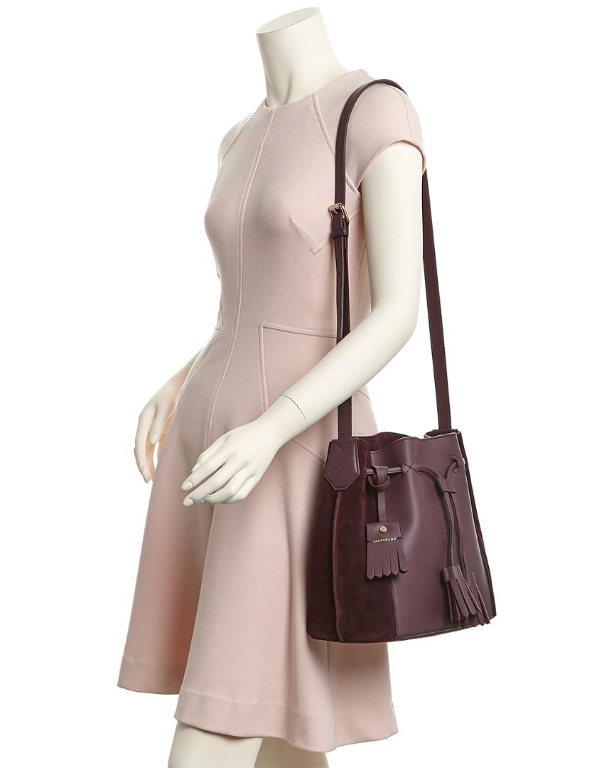 Longchamp Penelope Soft Leather & Suede Bucket Bag in Purple