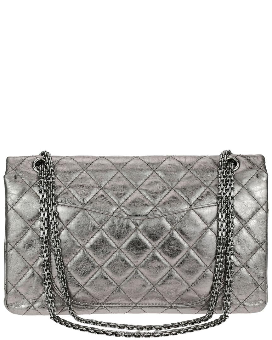 Chanel Dark Silver Distressed Quilted Calfskin Leather 2.55 Reissue Double  Flap Bag in Metallic