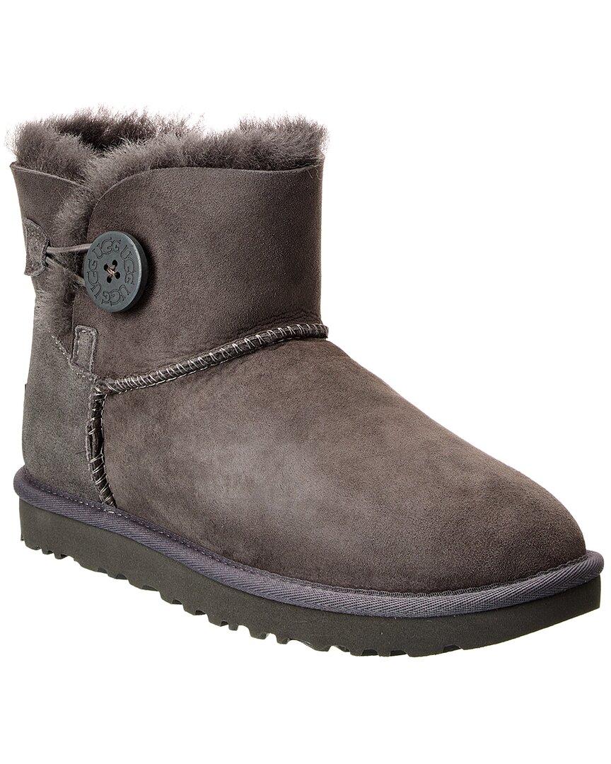 UGG Mini Bailey Button Ii Suede Shearling Boot in Brown Lyst UK