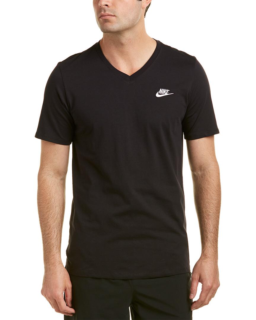 Nike Cotton V-neck T-shirt in Black for Men | Lyst