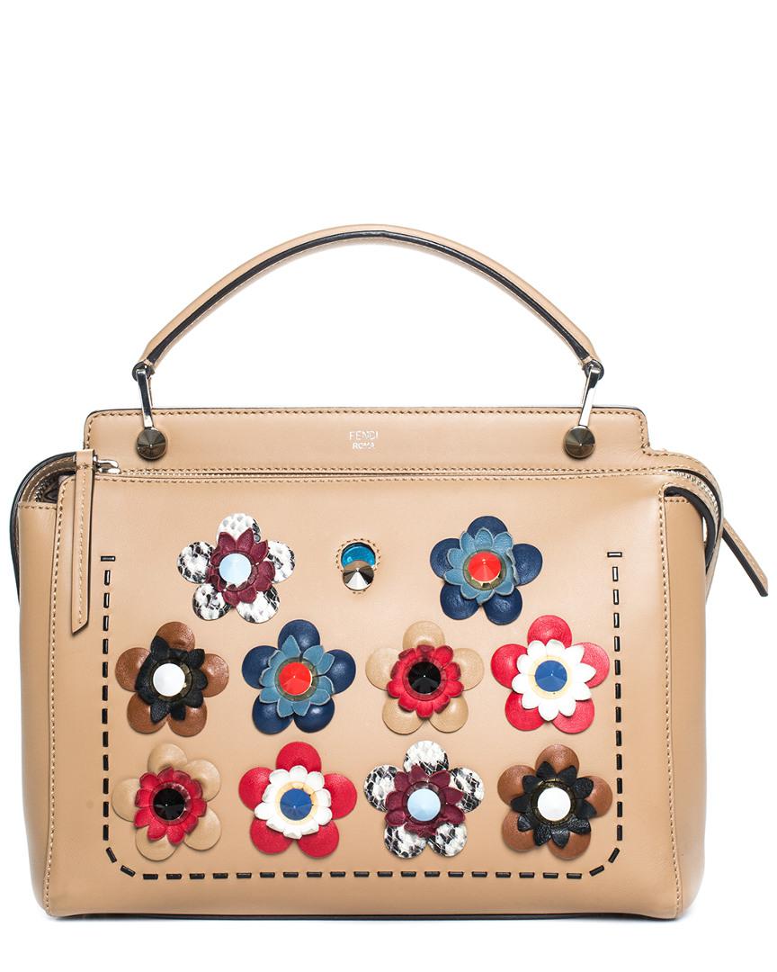 Fendi 2016 Beige Leather Flowerland Dotcom Shoulder Bag in Natural ...