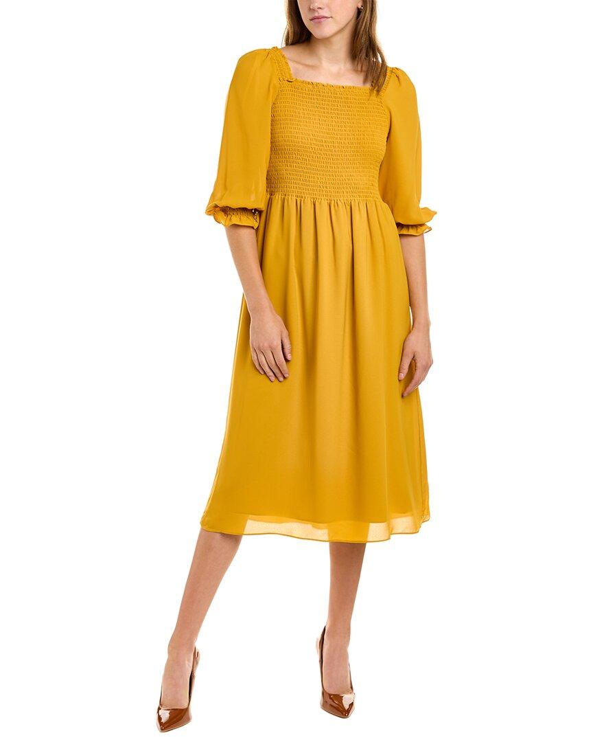Lepore By Smocked Midi Dress in Yellow Lyst