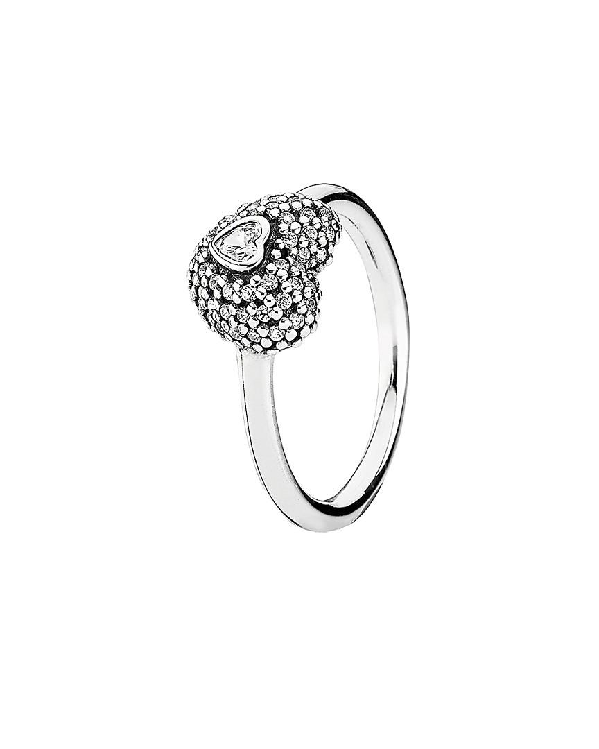 PANDORA Silver Cz In My Heart Ring in Metallic Lyst