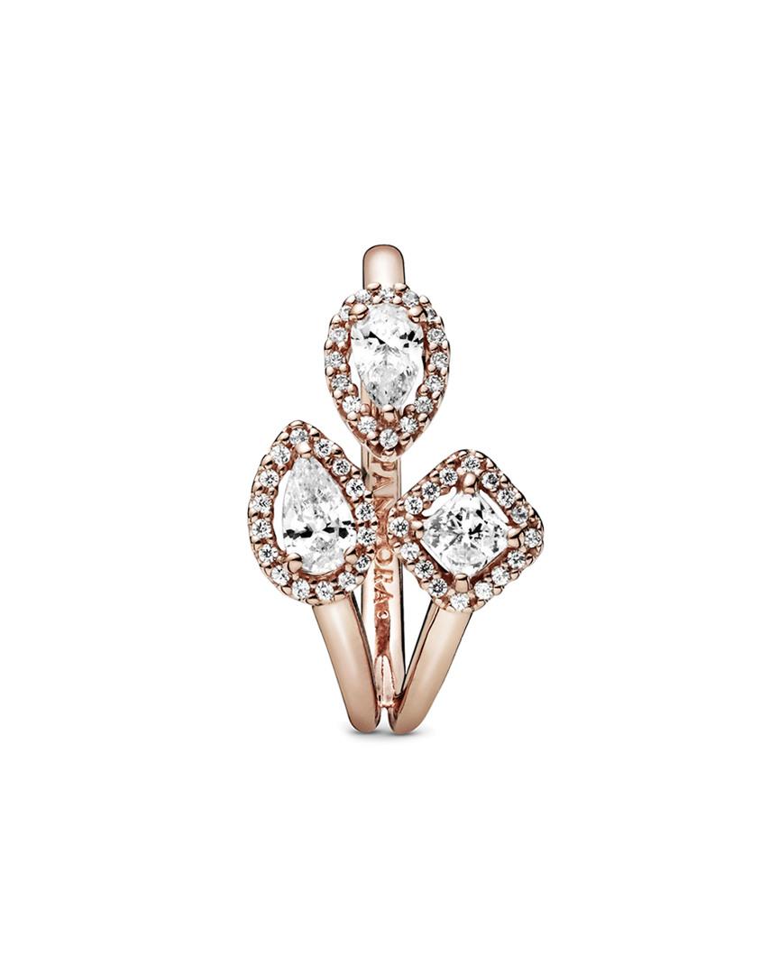 PANDORA Rose 14k Rose Gold Plated Geometric Shapes Cz Open Ring in
