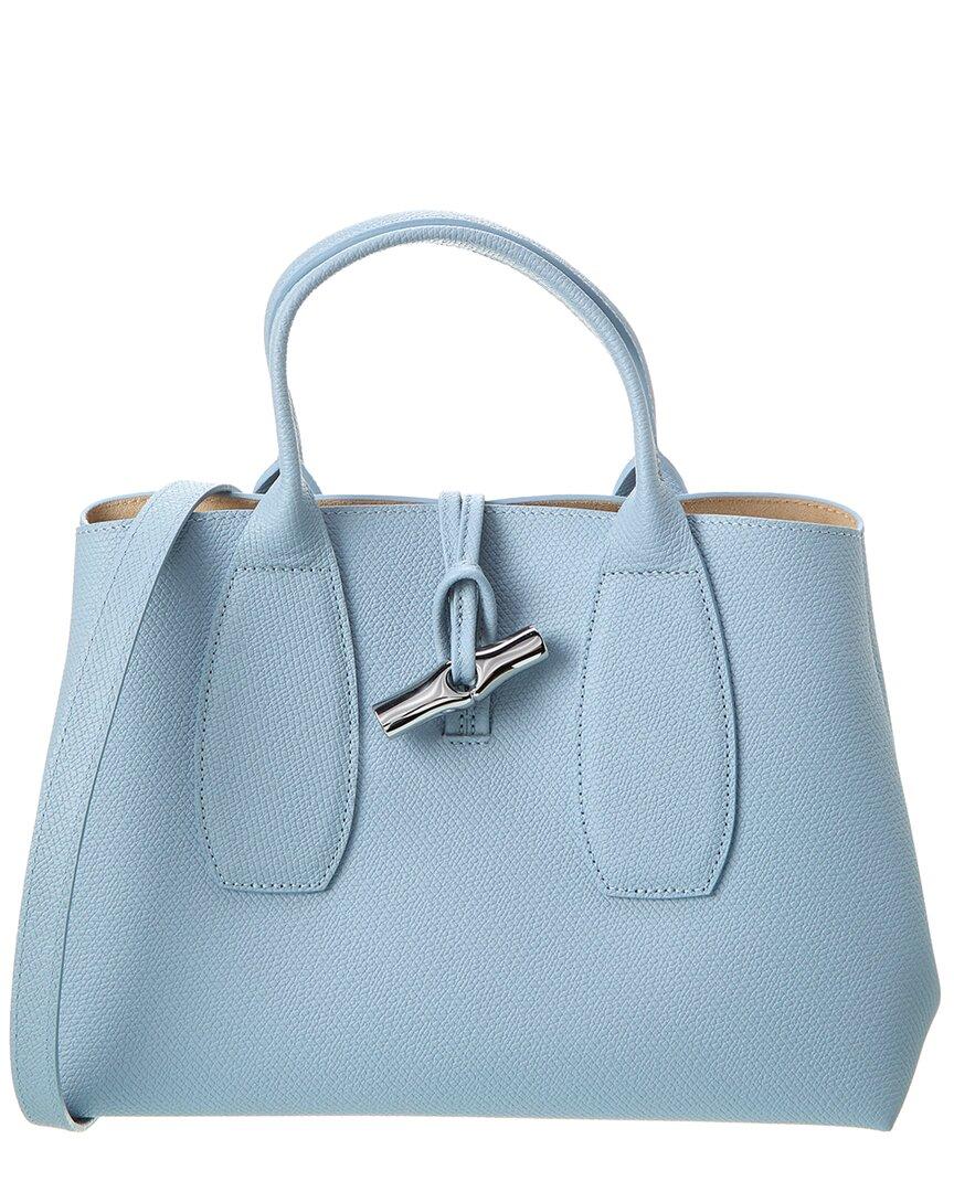 Longchamp Roseau Leather Bag in Blue | Lyst