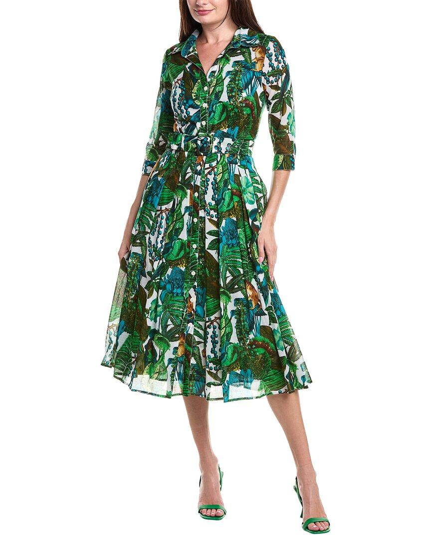 ワンピース Samantha Sung Dresses Green Samantha Sung Green Abstract Print Pleated Shirt Dress sz 4