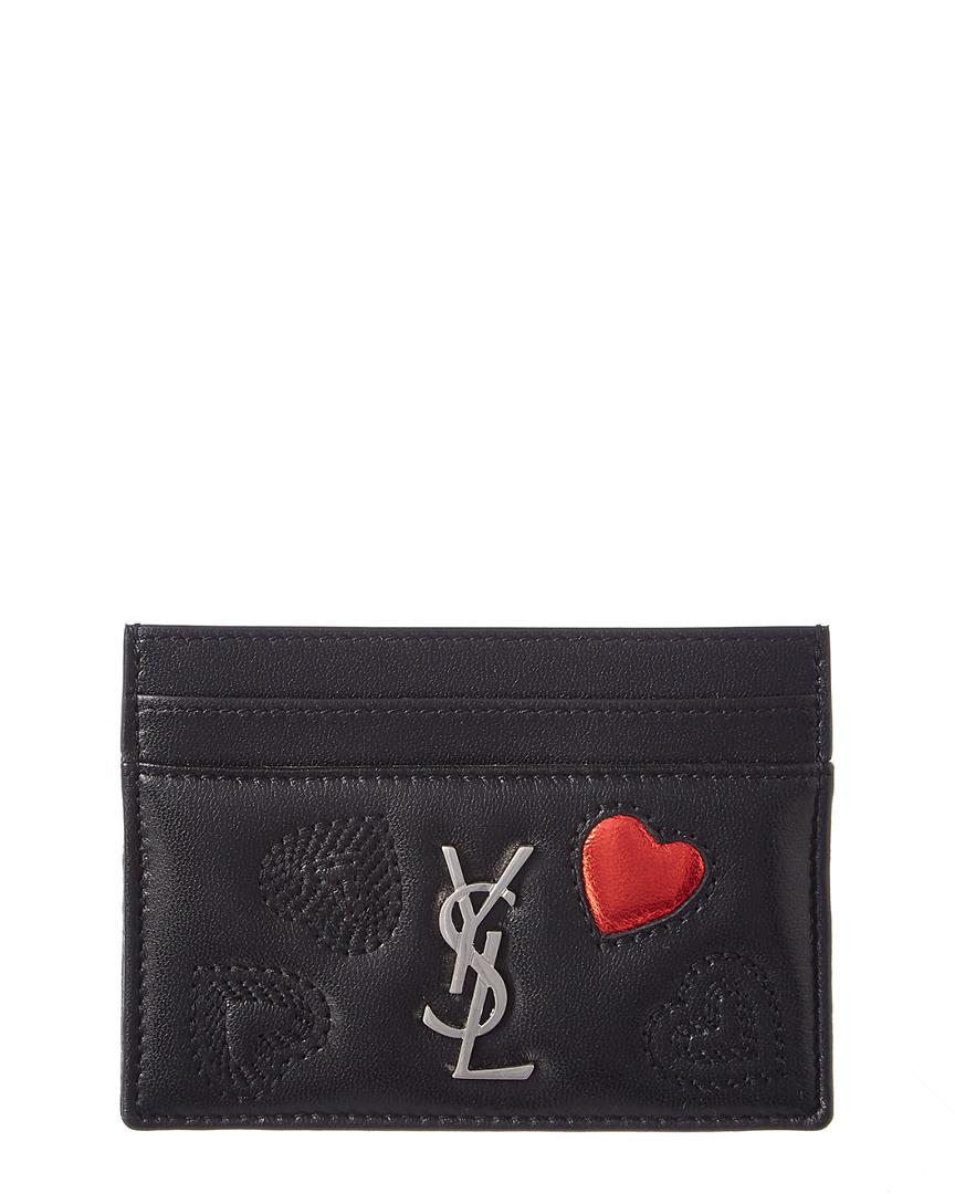 Saint Laurent Leather Heart Card Holder In Black | Lyst Saint Laurent Leather Heart Card Holder In Black | Lyst
