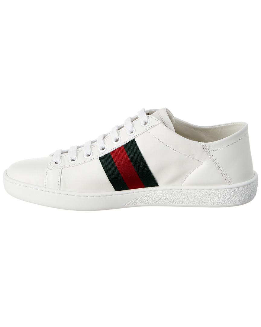 Gucci Ace Collapsible Heel Leather Sneaker in White - Lyst