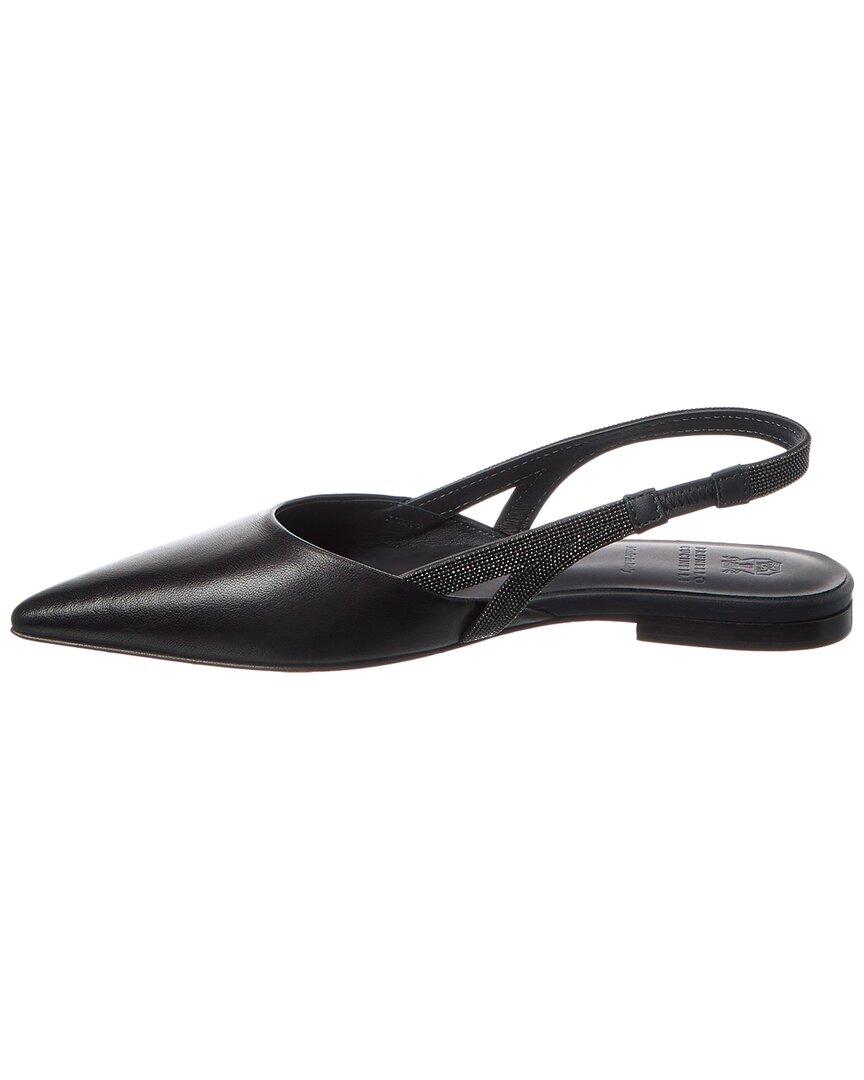 Brunello Cucinelli Slingback Leather in Metallic | Lyst