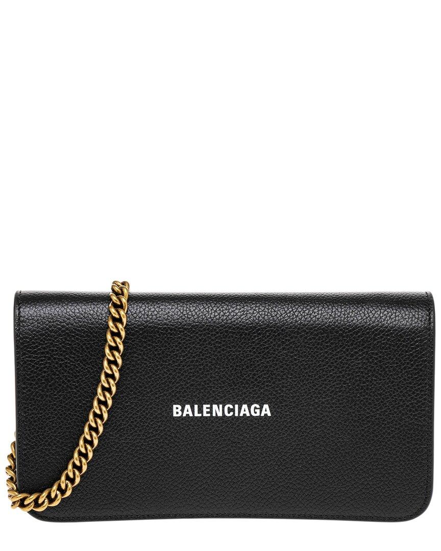 Balenciaga Cash Leather Wallet On Chain in Black Lyst
