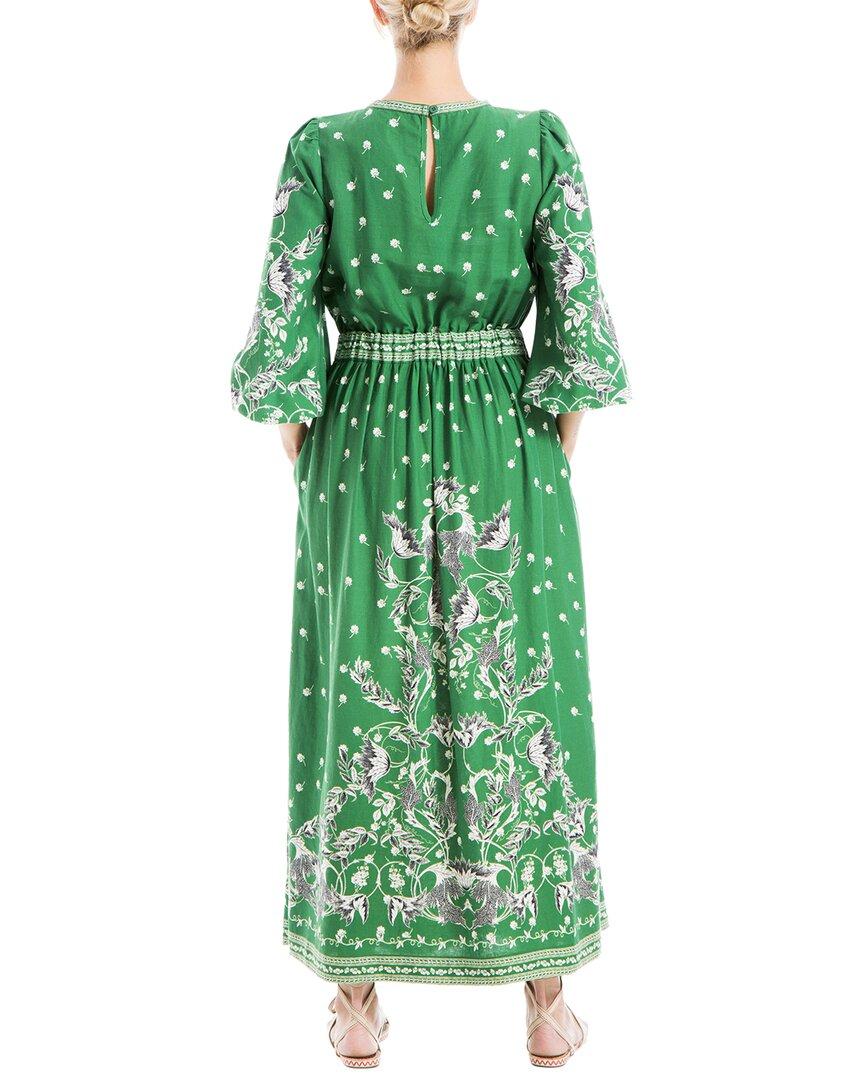 green max studio dress Max Studio Jacquard Dot Lace Trim Maxi Dress In Emerald