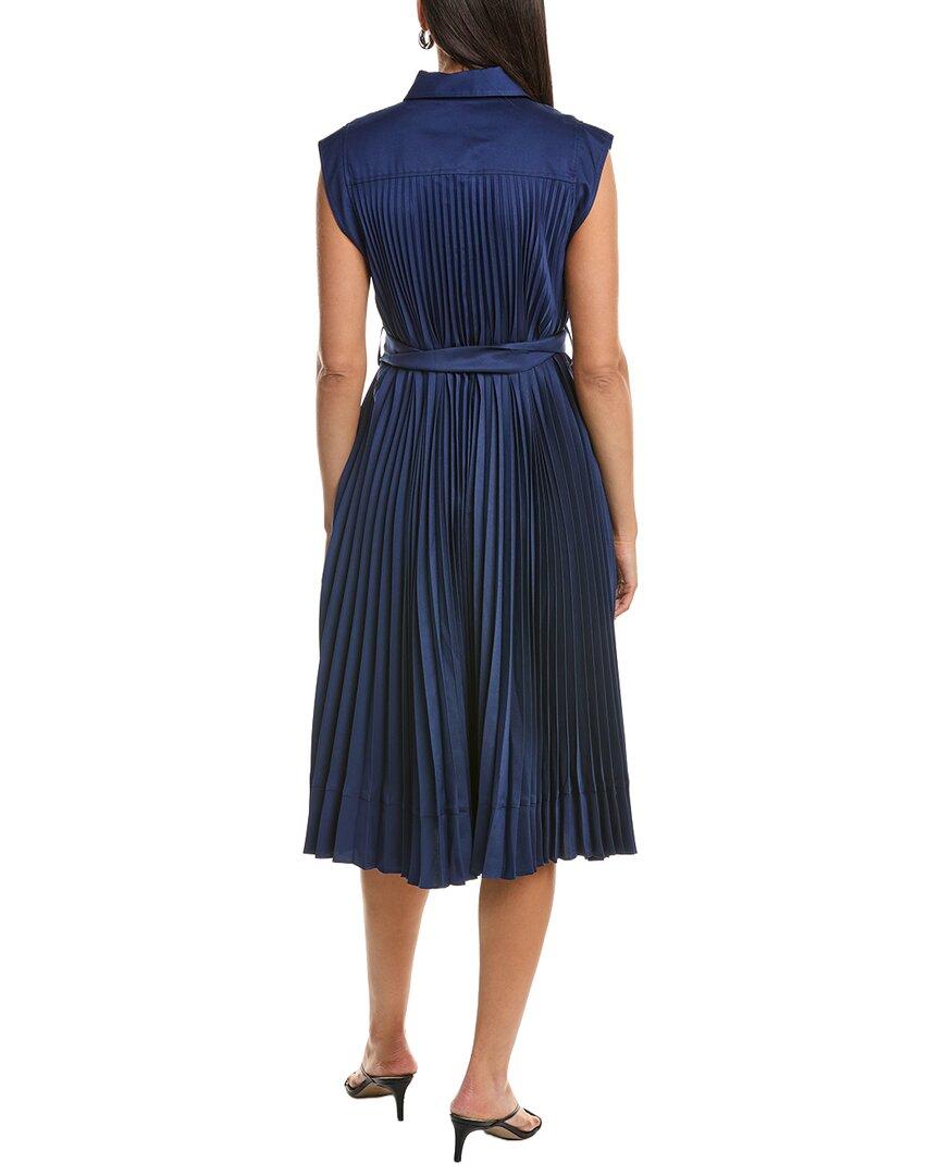 strapless open back dress Knee-length Pleated Dress with Subtle Frills and 3/4 Raglan Sleeve in