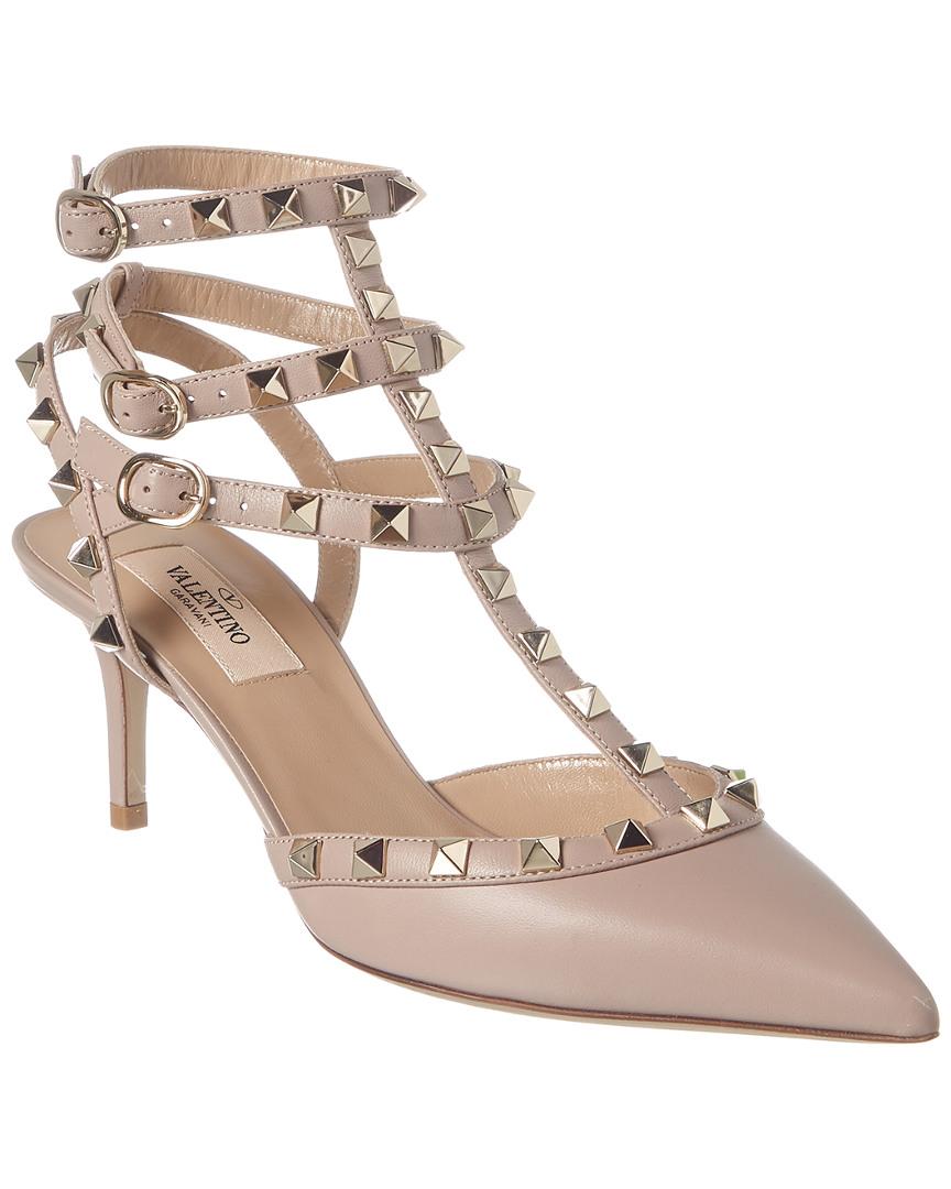 Valentino Rockstud Caged 65 Leather Ankle Strap Pump - Lyst