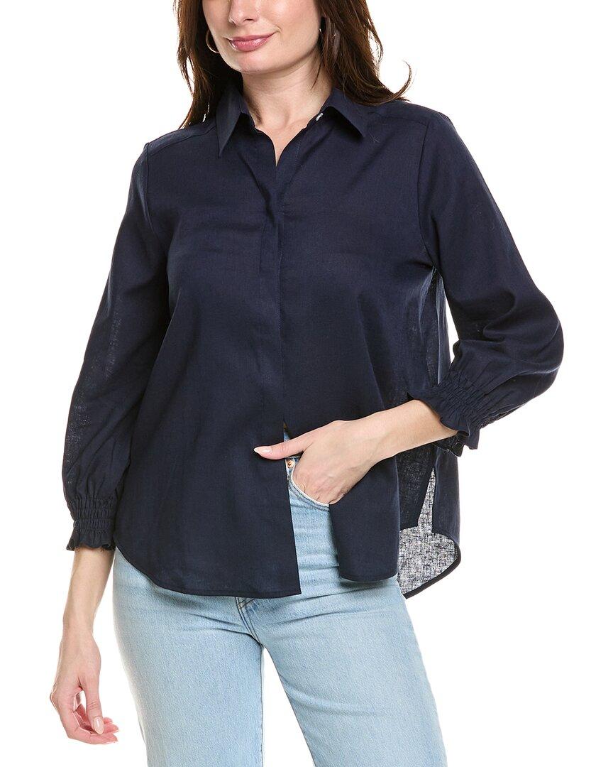 Foxcroft Olivia Linen-Blend Shirt in Blue Lyst UK
