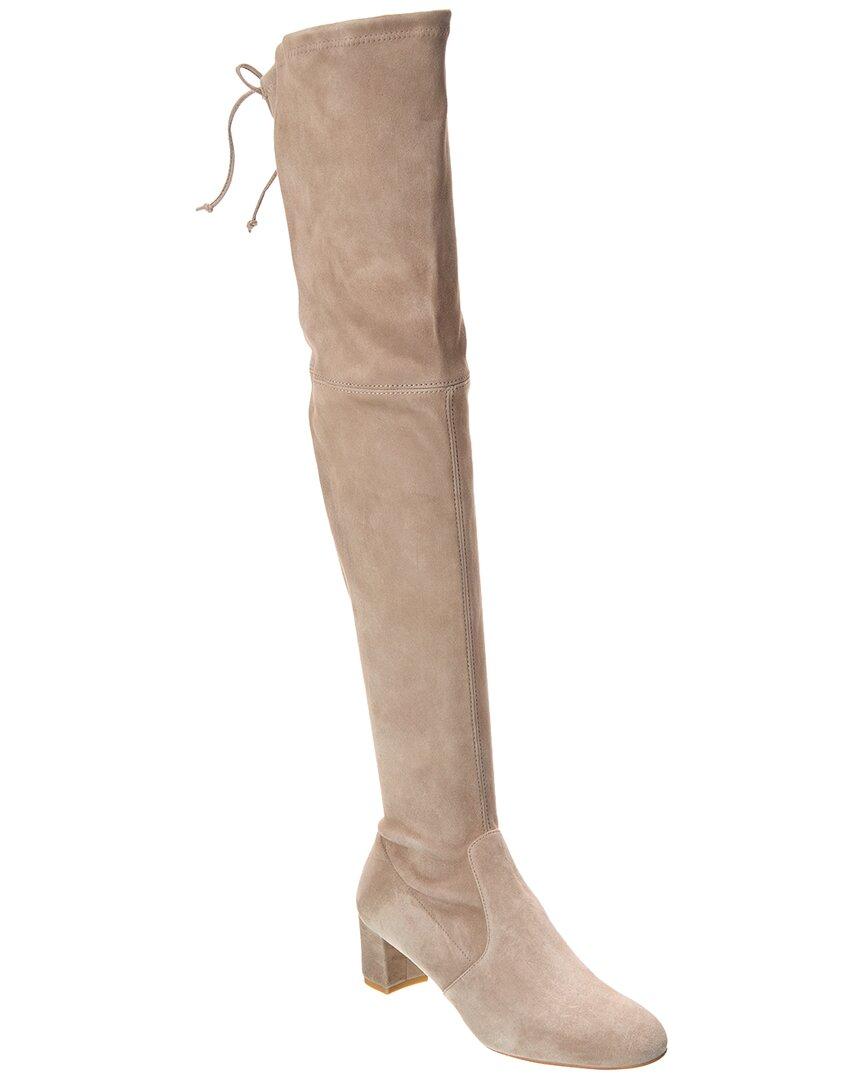 Stuart Weitzman Sofia City 50 Suede Over the knee Boot in White