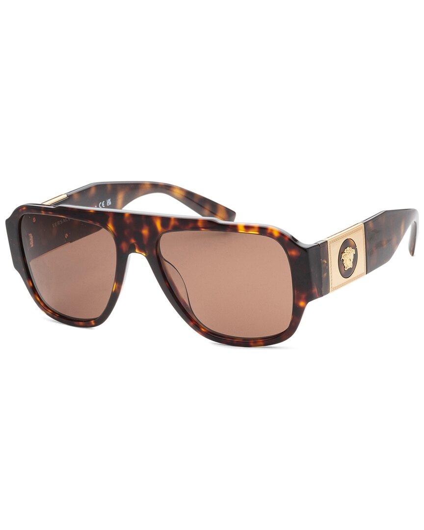Versace Man Sunglasses Havana Frame, Dark Grey Lenses, 57MM