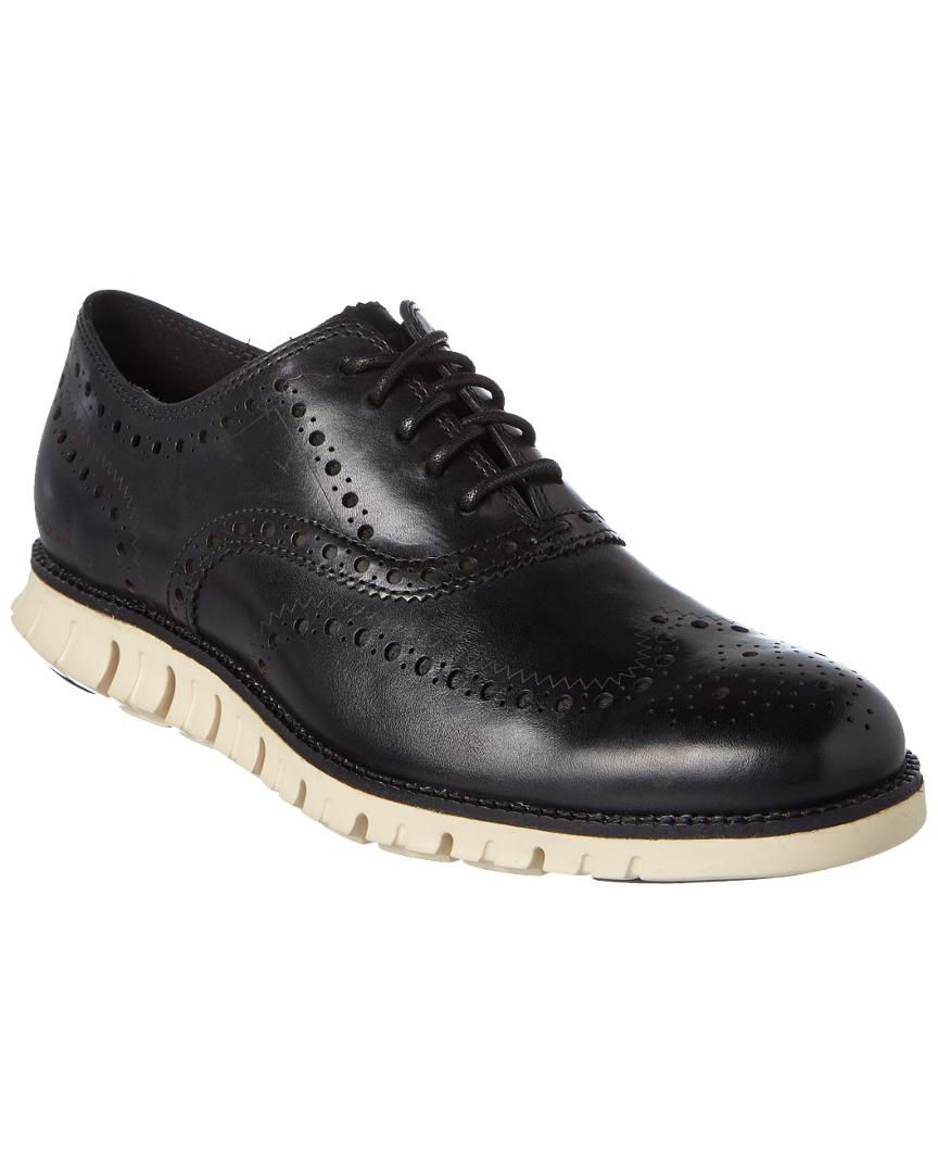 Cole Haan Zero Grand Wingtip Leather Oxford in Black for Men - Save 1% ...