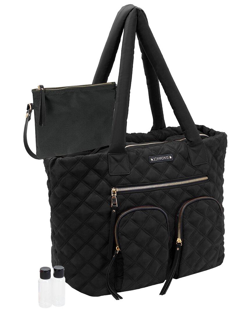 Joan & David Nylon Diamond Quilted Tote in Black Lyst