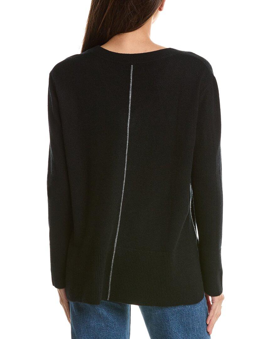 Forte High low Seamed V neck Cashmere Sweater in Black Lyst UK