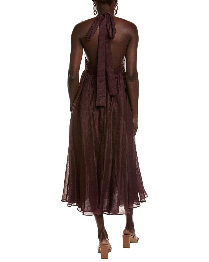 Bardot Cavarly Ramie Halter Midi Dress in Brown | Lyst