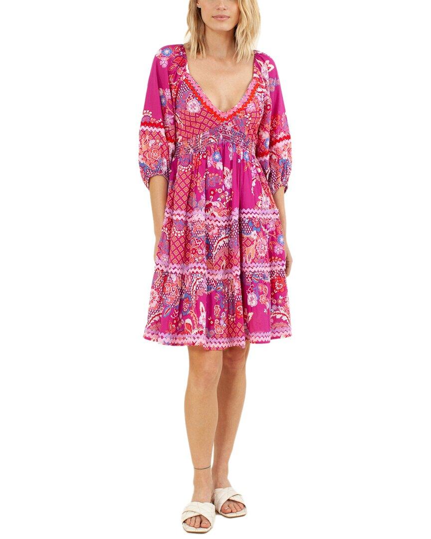 Hale Bob Printed V-neck Dress in Pink | Lyst
