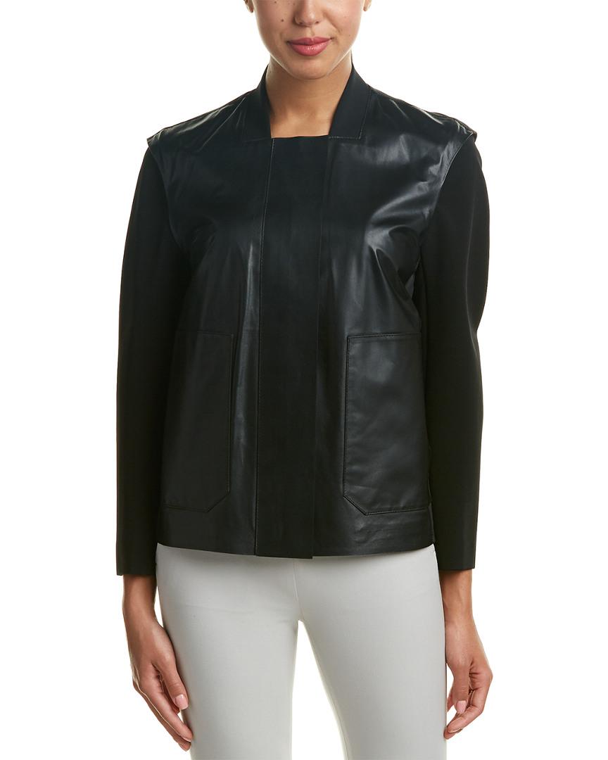 Lyst Lafayette 148 New York Dane Leather Trim Jacket In Black Lafayette 148 New York Women S Black Dane Leather Trim Jacket