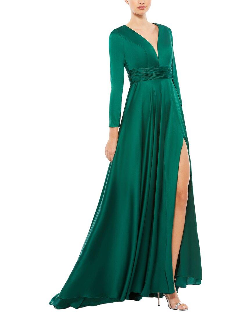 green a line dress with sleeves Berylove Women Dark Green Jacquard Mother of the Bride Dress with Belt A  Line Shirt Neck 3/4 Sleeve Slit Wedding Guest Dress