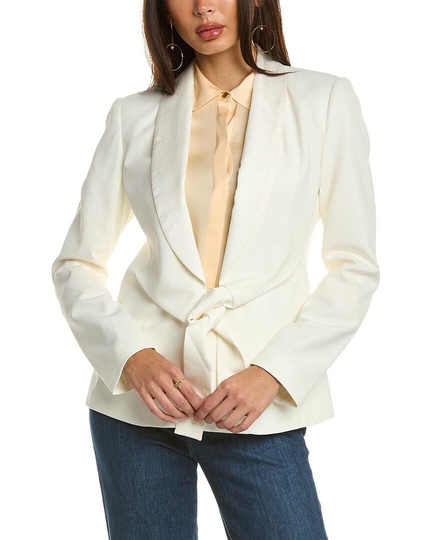 Donna Karan Satin Collar Tie front Blazer in Natural Lyst