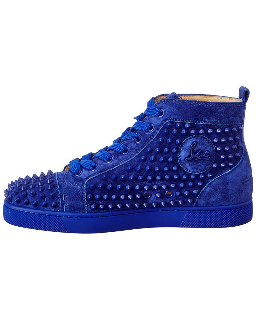 Christian Louboutin Louis Spike Suede High Top Sneaker in Blue for Men ...