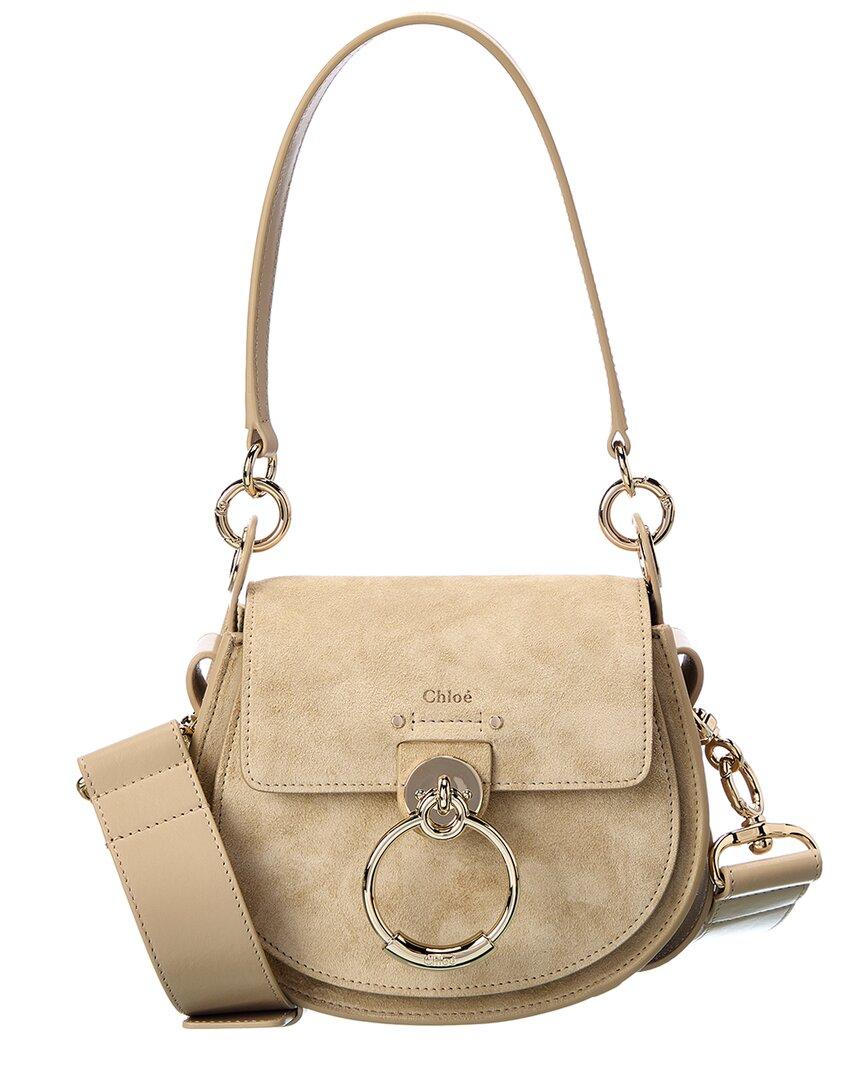 Chloé Tess Small Leather & Suede Shoulder Bag in Natural | Lyst