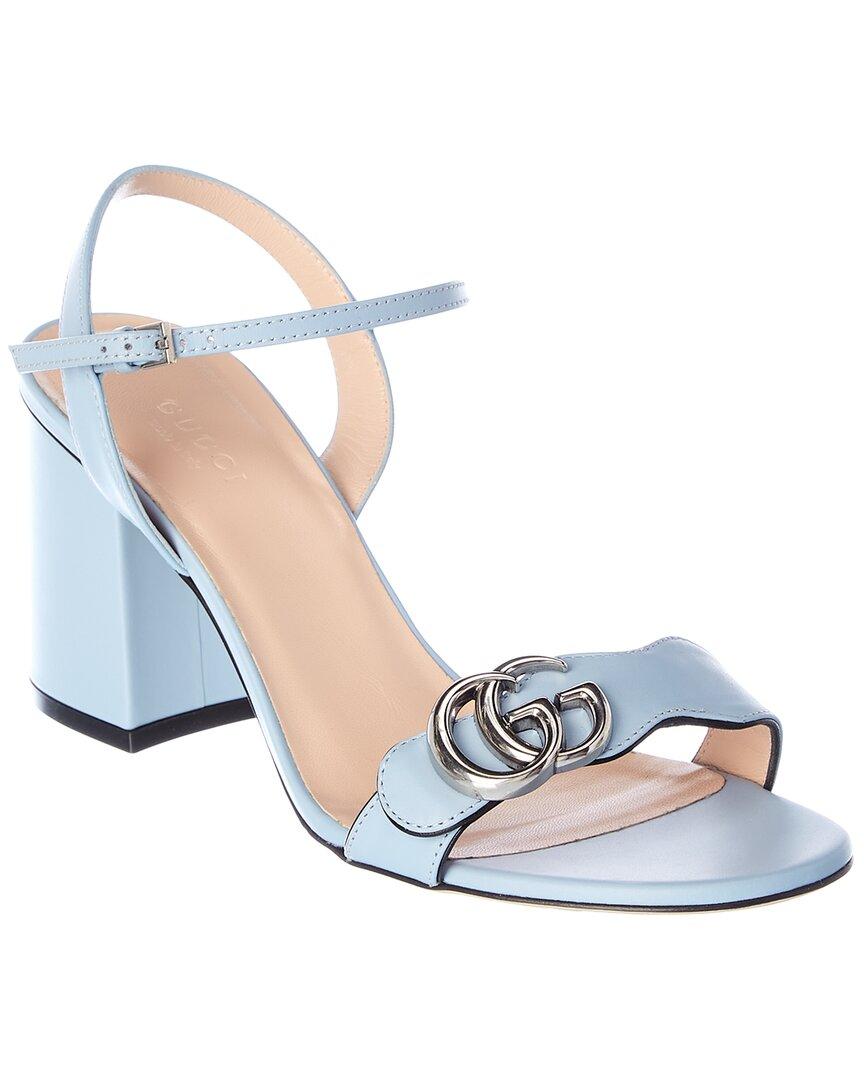 Gucci Marmont Leather Sandal in Blue | Lyst