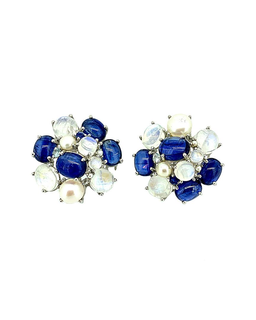 Arthur Marder Fine Jewelry Silver Gemstone & 7mm Pearl Earrings in Blue ...