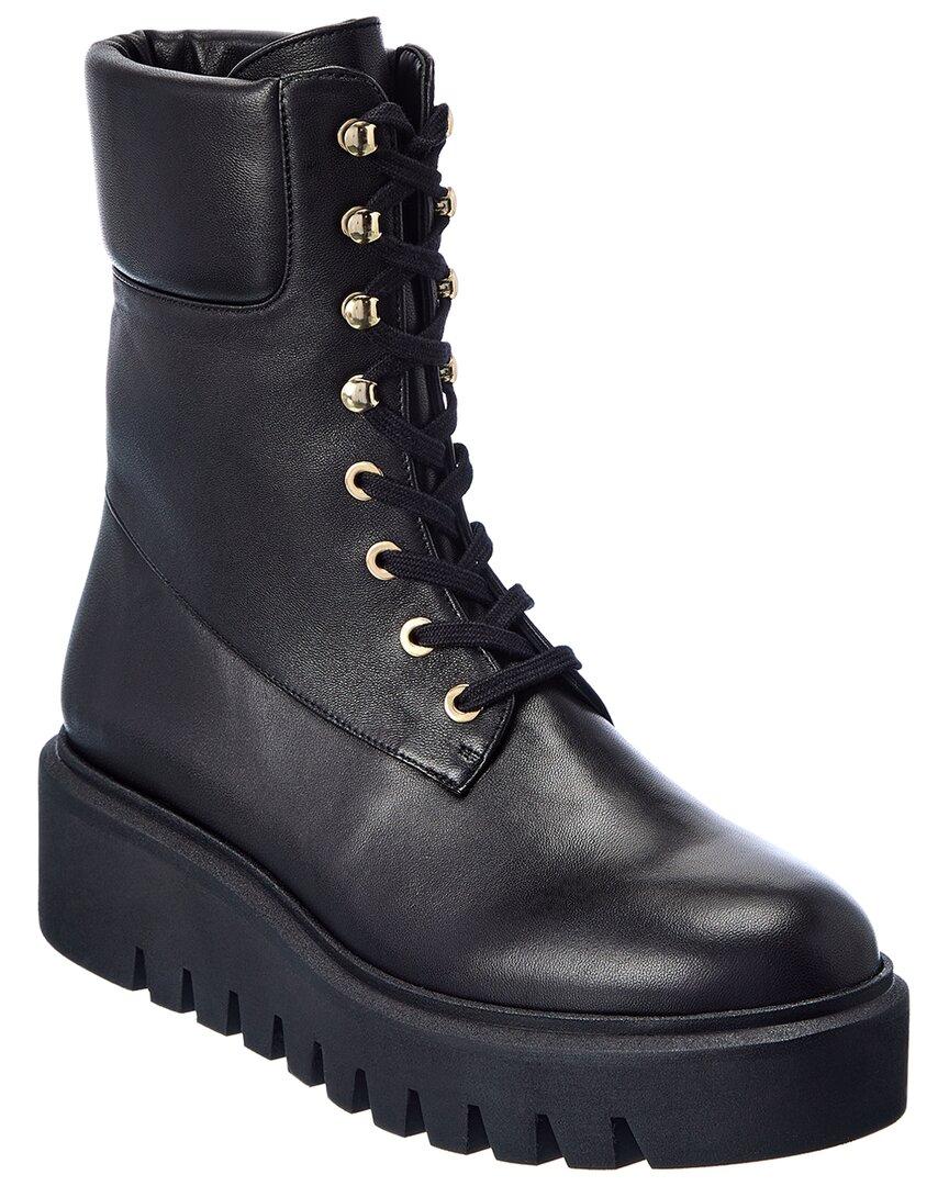 Stuart Weitzman Chalet Lug Leather Combat Boot in Black Lyst