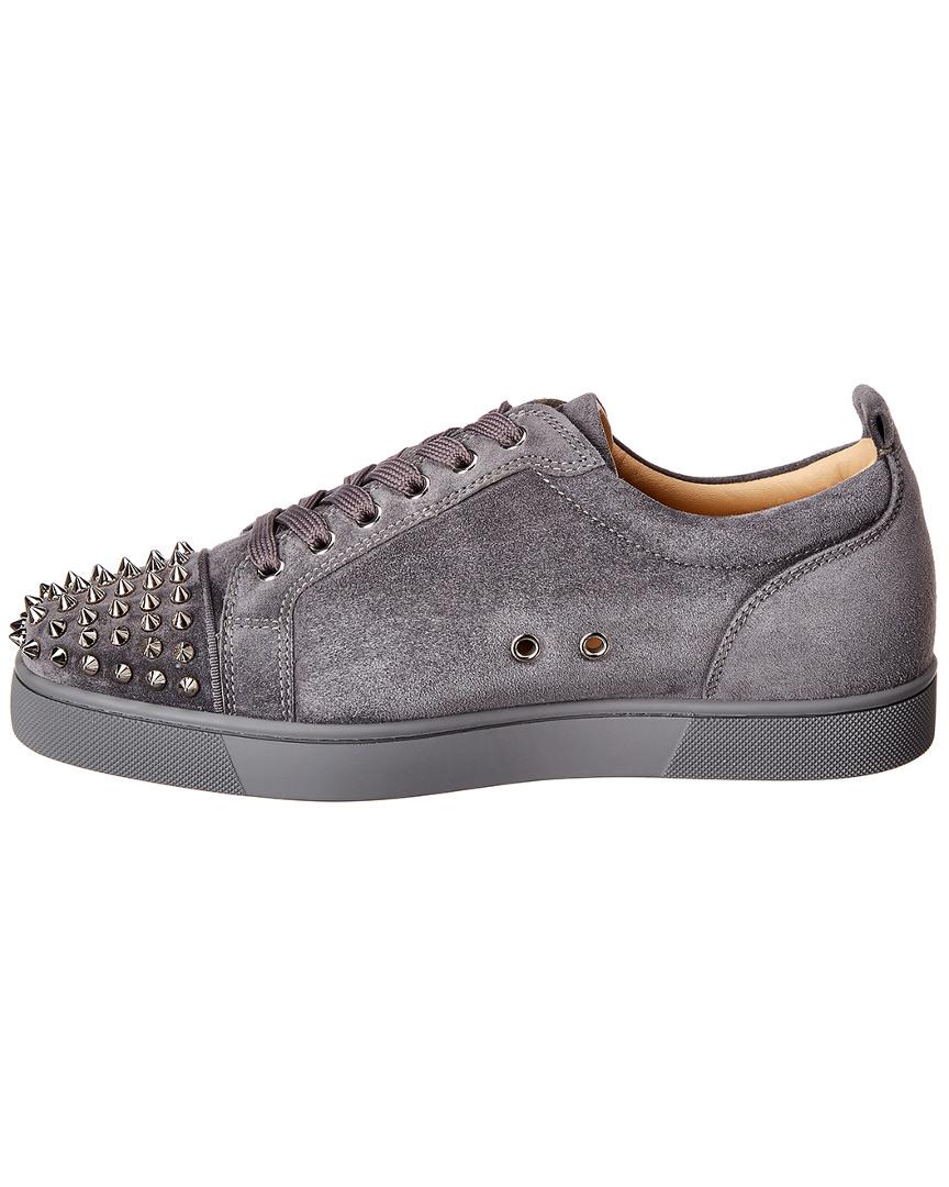 Christian Louboutin Louis Junior Spiked Suede Sneakers in Gray for Men