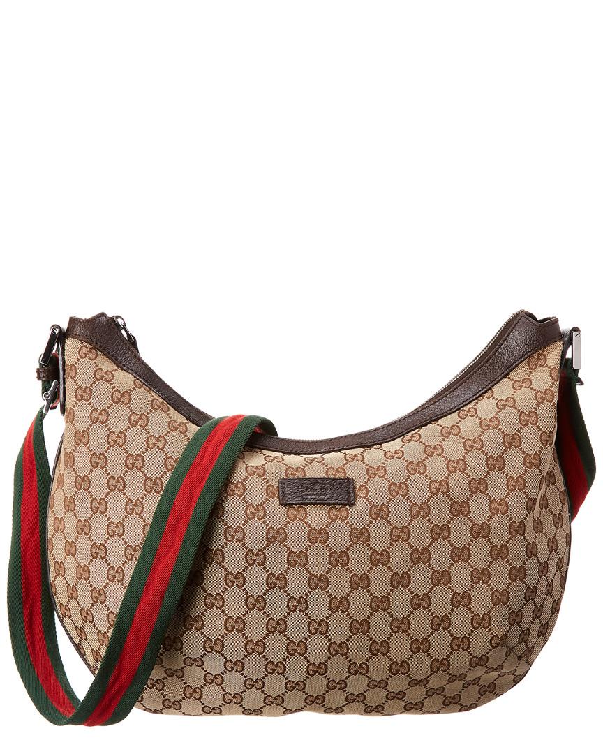Gucci Brown GG Canvas & Leather Round Messenger Bag - Lyst