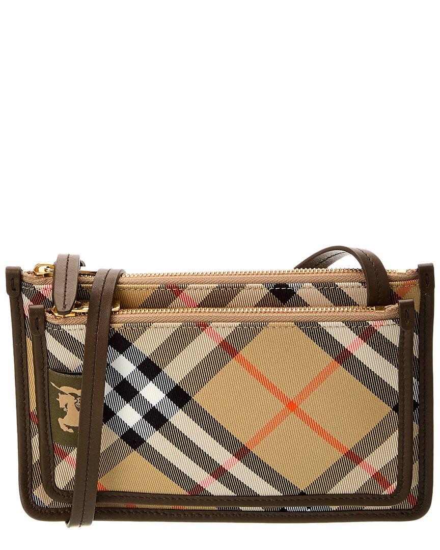 Burberry Check Canvas Leather Crossbody Pouch in Brown Lyst