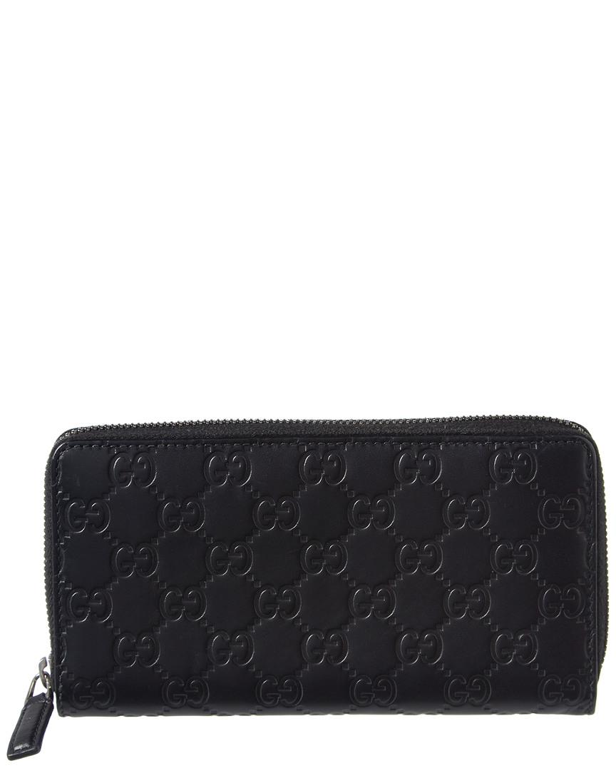 Gucci Black Ssima Leather Zippy Wallet 