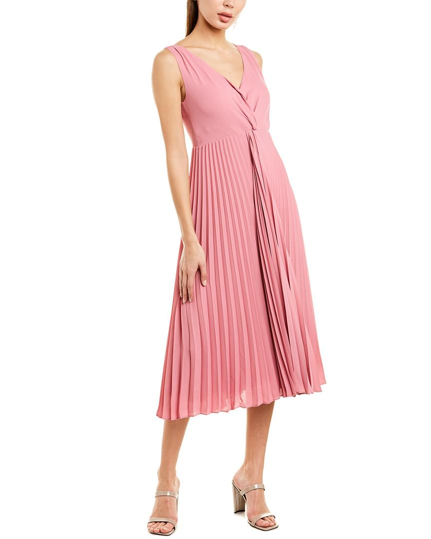 Vince Synthetic Pleated Twist-front Sleeveless Midi Dress in Pink ...