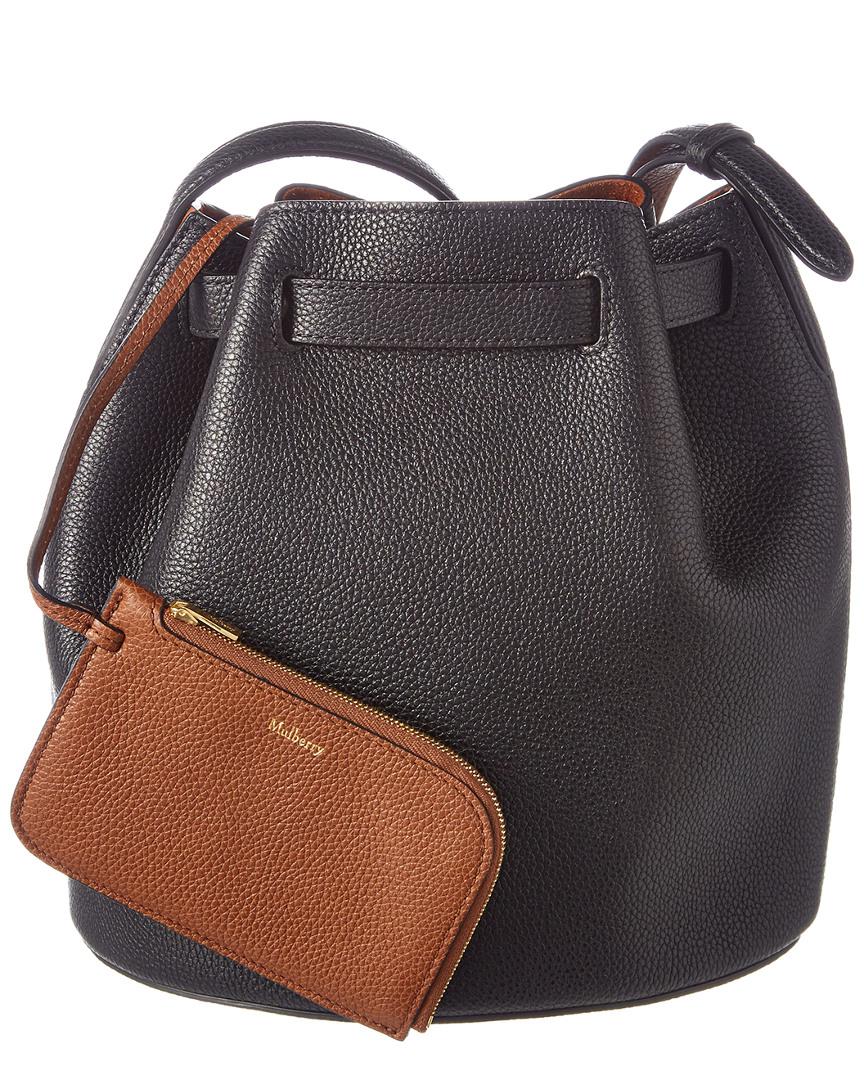 Mulberry Abbey Small Classic Grain Leather Bucket Bag in Black - Lyst