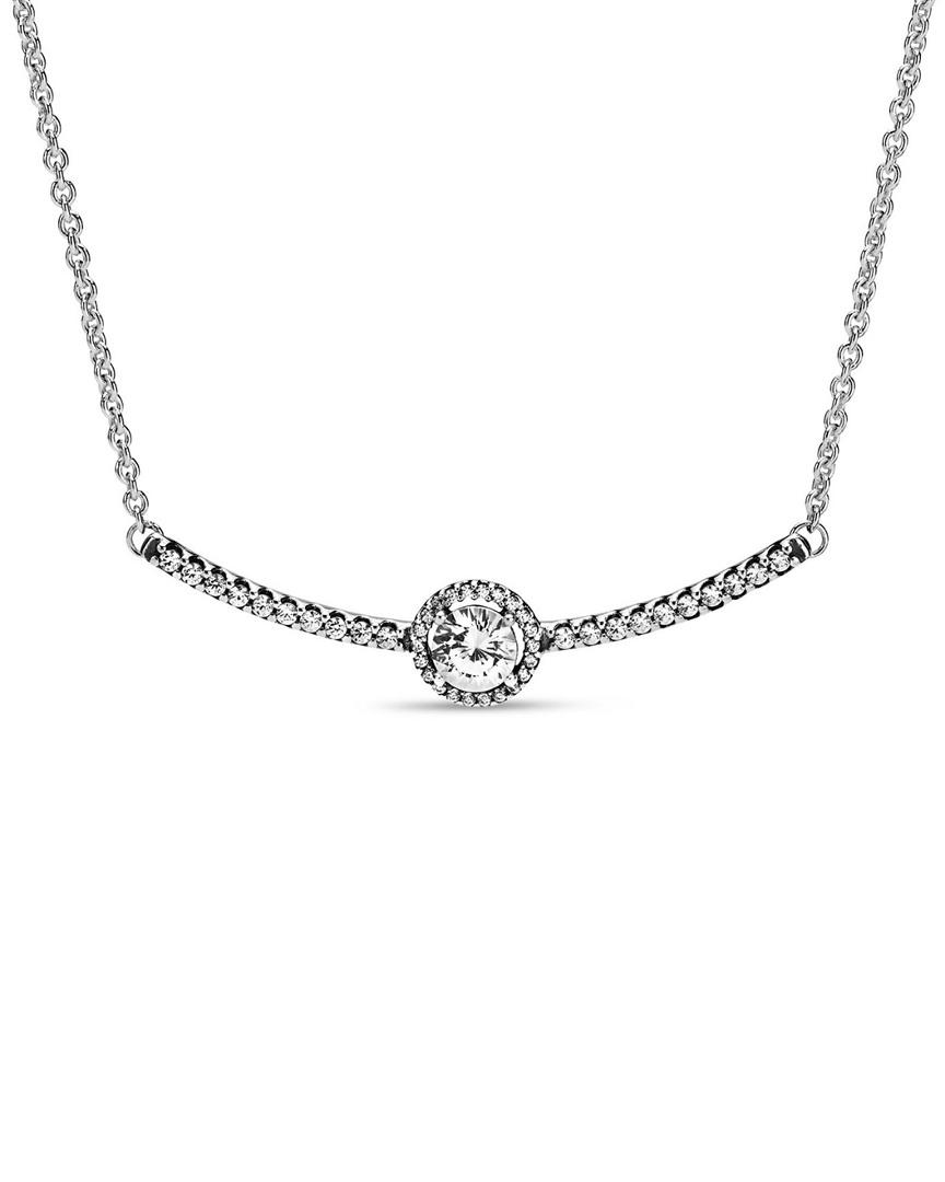 PANDORA Silver Cz Round Sparkle Necklace in Metallic | Lyst